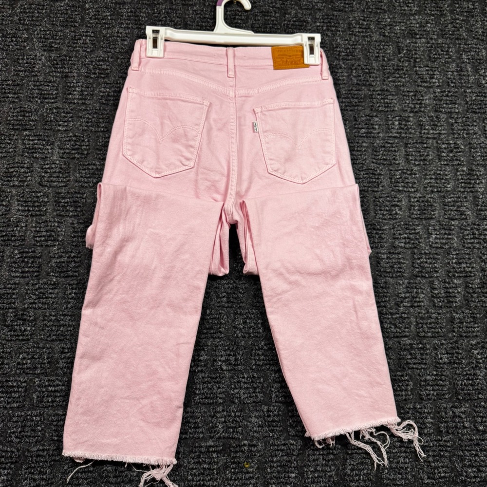 Levis Premium 724 High Rise Straight Pink Jeans Raw Hem W27 - Picture 5 of 7